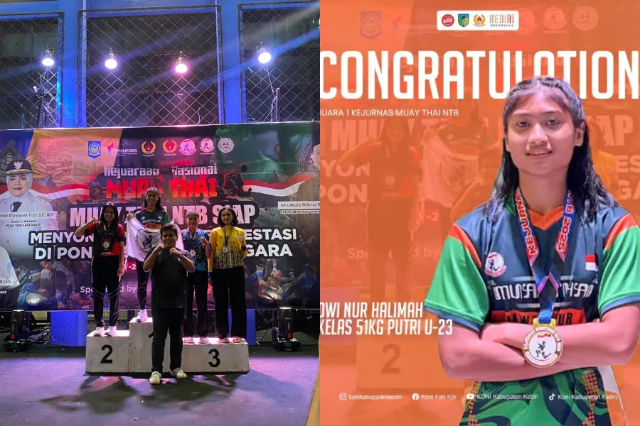 Atlet Kabupaten Kediri Sumbang Medali Emas di Kejurnas Muay Thai NTB