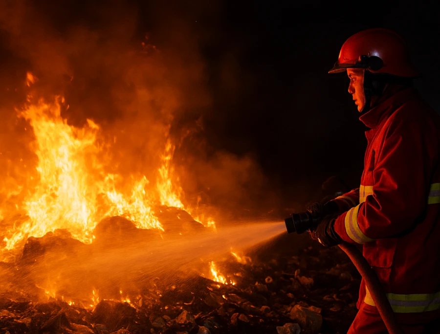 Tumpukan Limbah Pabrik di Gadungan Kediri Terbakar