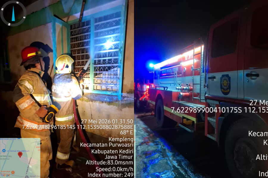 Diduga Dipicu Obat Nyamuk, Rumah di Purwoasri Kediri Terbakar, 3 Motor Hangus
