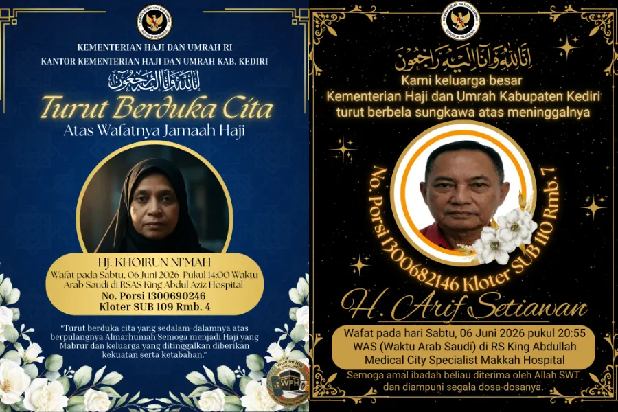 Dalam Sehari, Dua Jemaah Haji Asal Kabupaten Kediri Meninggal Dunia di Makkah