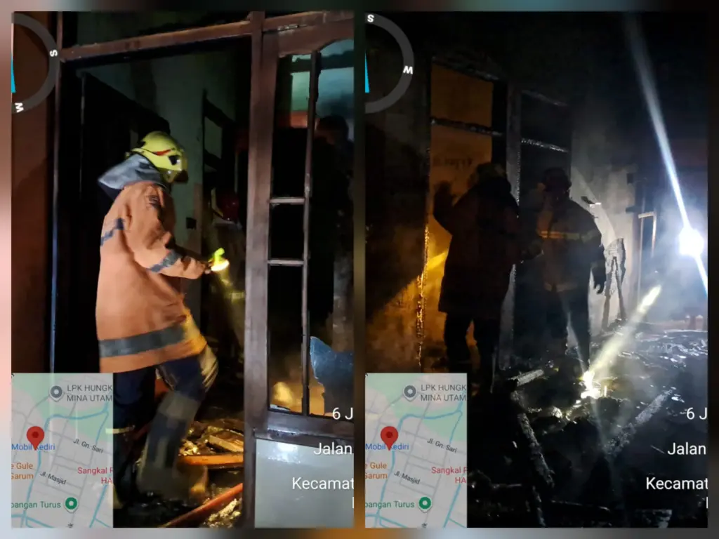 Lupa Mematikan Tungku Kayu, Rumah Warga Kediri Hangus Terbakar