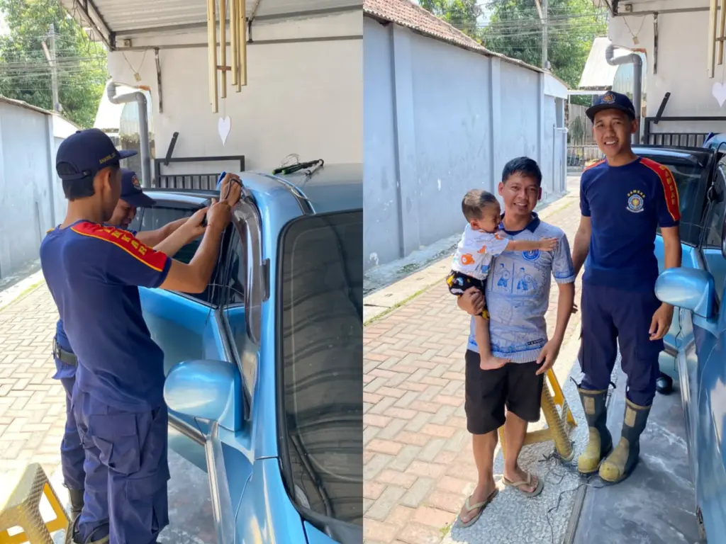 Bocah 2,5 Tahun Terkunci di Dalam Mobil di Pare Kediri, Damkar Pos Pare Turun Tangan